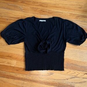 Abercrombie & Fitch Black Tie-Front Crop Top